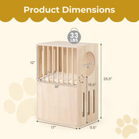 Tangkula 2 Tier Luxury Wood Cat House w/ 2 Washable Plush Cushions