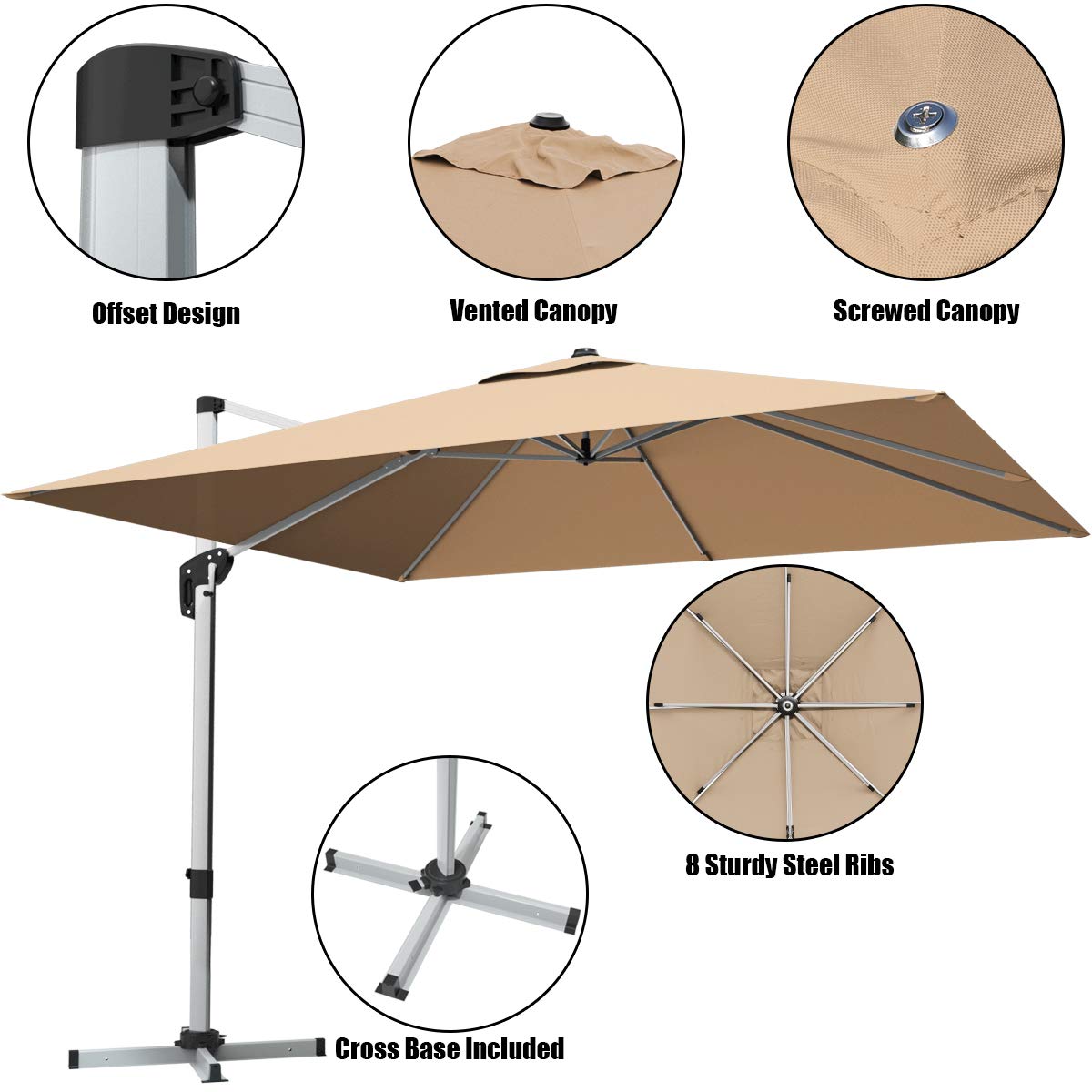 Tangkula 10 Ft Offset Patio Umbrella with Base Included