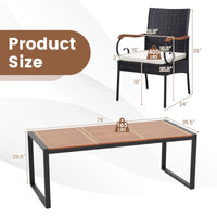 Tangkula Ensemble de 9 meubles de salle à manger en rotin avec table en bois d'acacia, ensemble table et chaises d'extérieur avec coussins