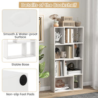 Tangkula 5 Tier Geometric Bookshelf, 48”H Freestanding 8-Cube Open Bookcase, Wooden Storage Display Shelf