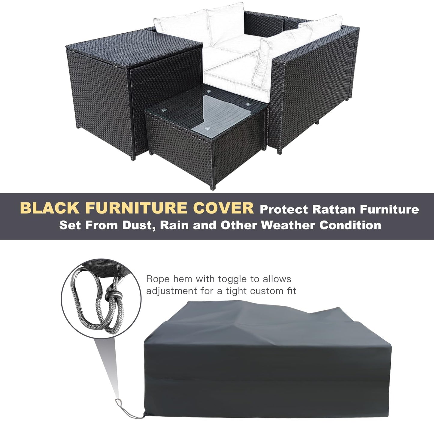 Tangkula 4 Piece Wicker Patio Set with Storage