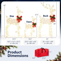 Tangkula 3 PCS Christmas Lighted Reindeer Family Set
