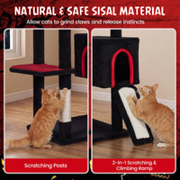 Tangkula 75" Tall Halloween Cat Tower with Sisal Scratching Posts & Ramp