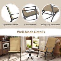 Tangkula 3 Piece Patio Rocker Set w/High Backrest & Wood-Plastic Tabletop