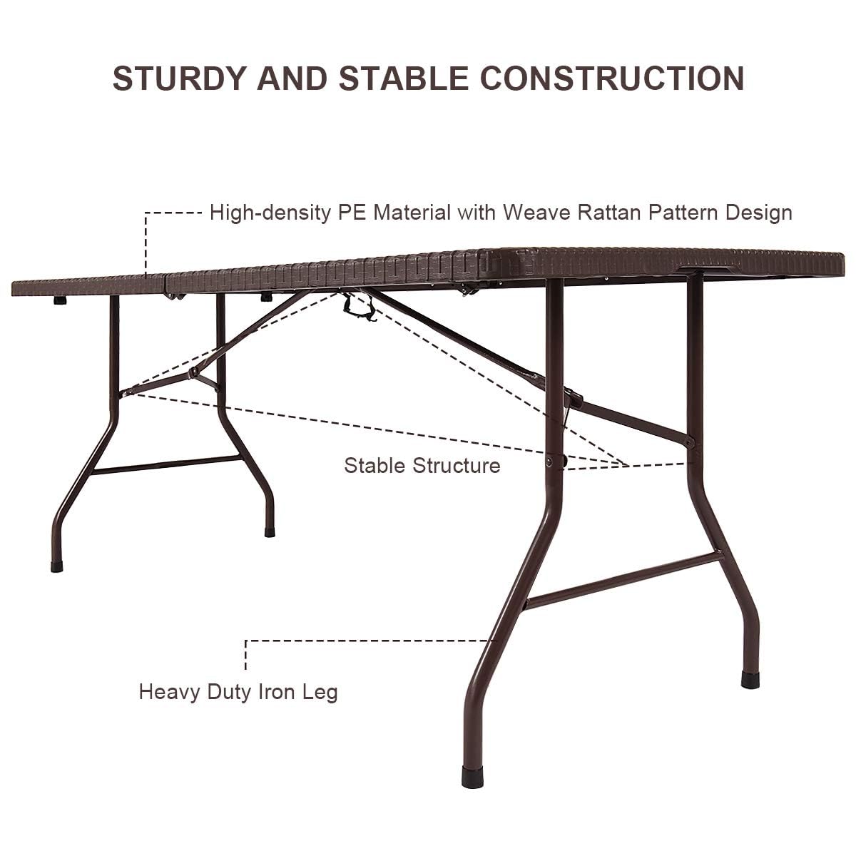 TANGKULA 6' Folding Table with Carrying Handle