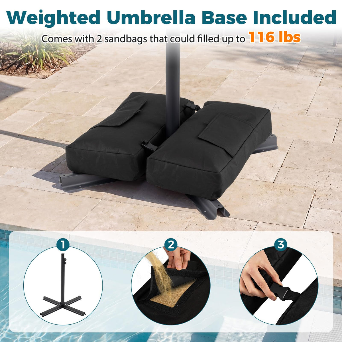 Tangkula 10ft Patio Umbrella with Base Included