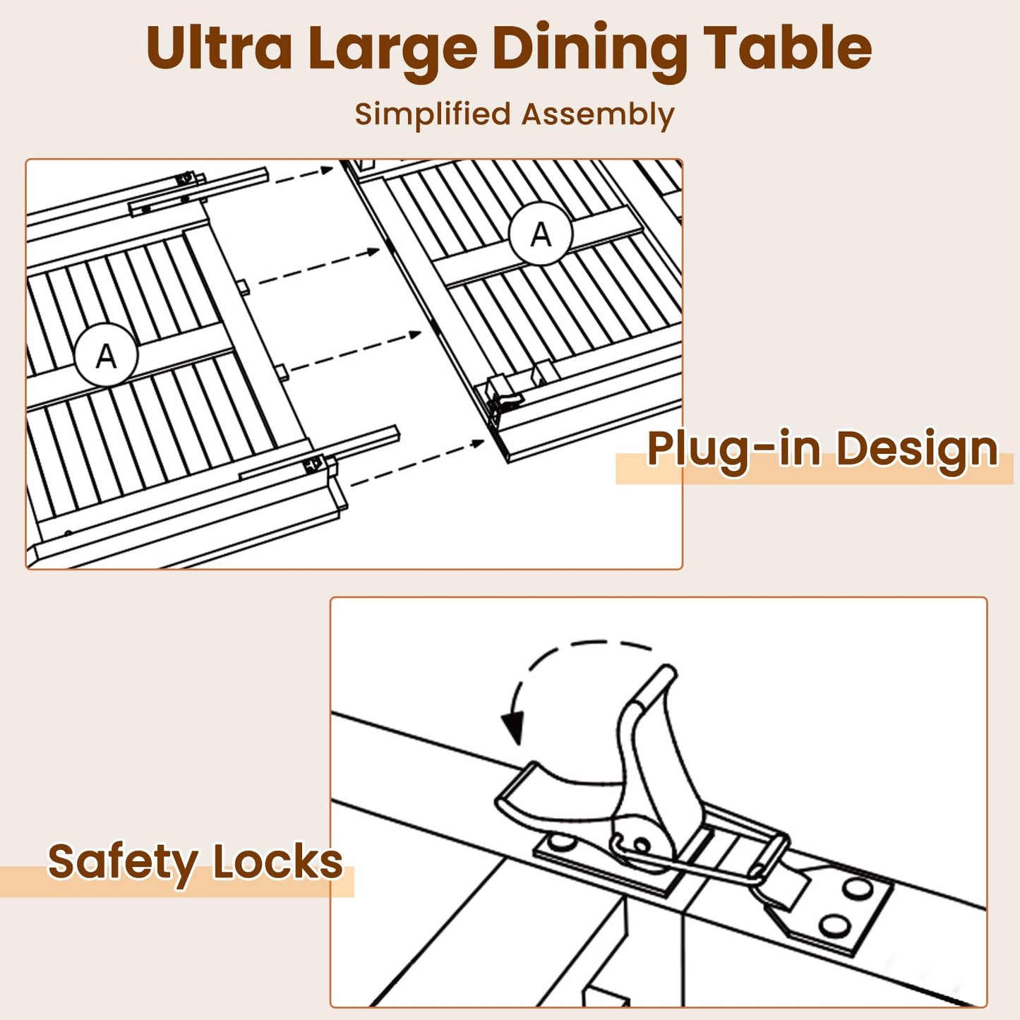 Tangkula 71" Patio Dining Table 6 Person Large Oval Table