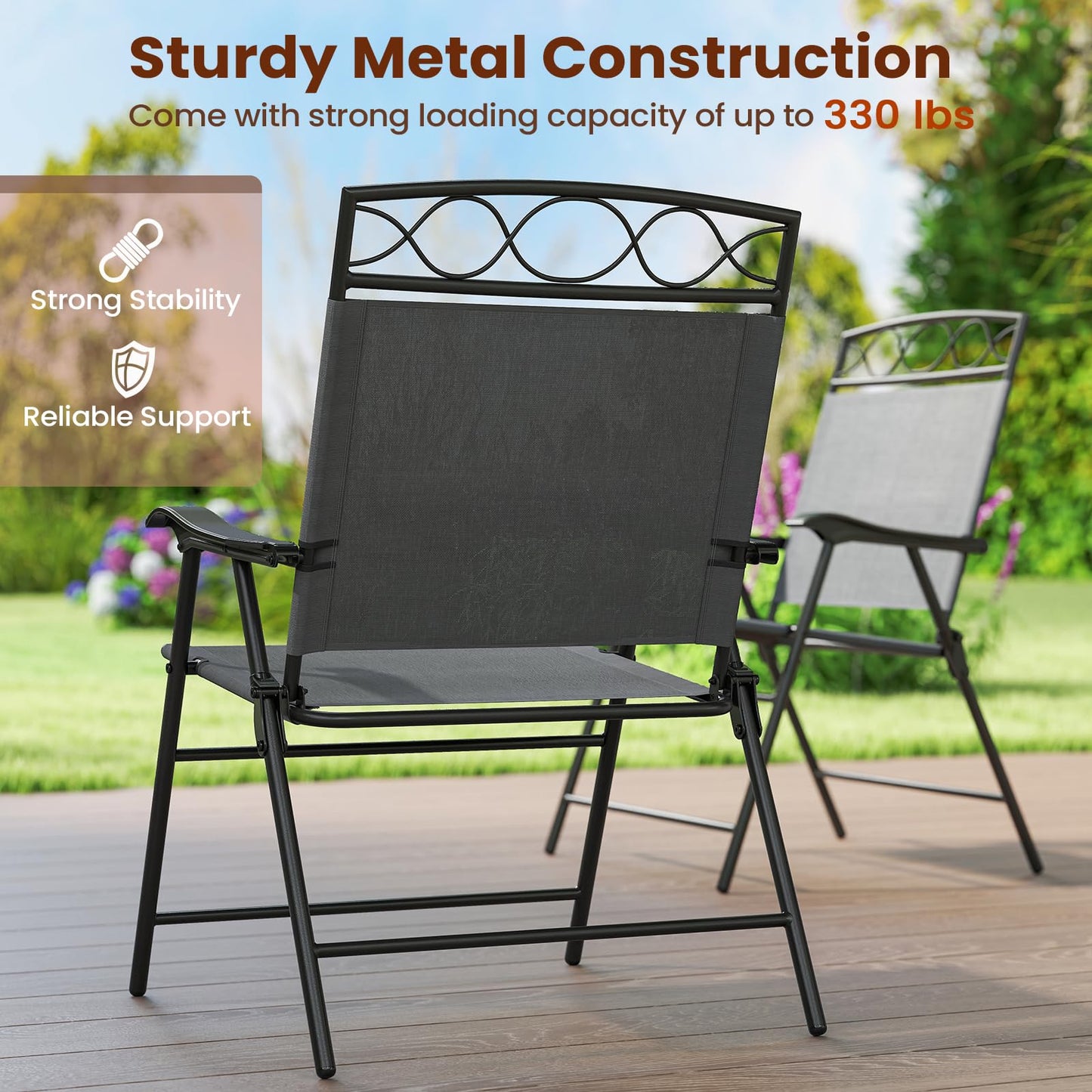 Tangkula Folding Chairs for Outside Set of 4 for Lawn