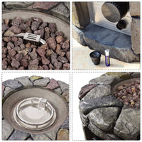  7 Piece Patio Furniture Set with 40,000BTU Propane Fire Pit Table - Tangkula
