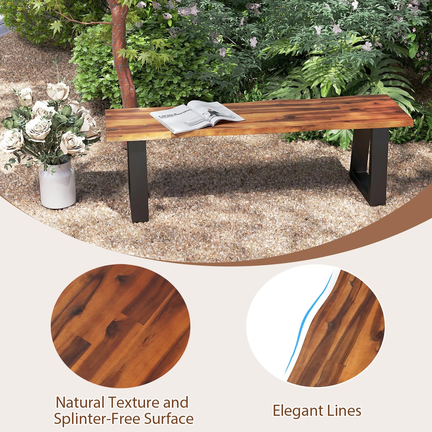Tangkula Outdoor Bench 2 Person Set