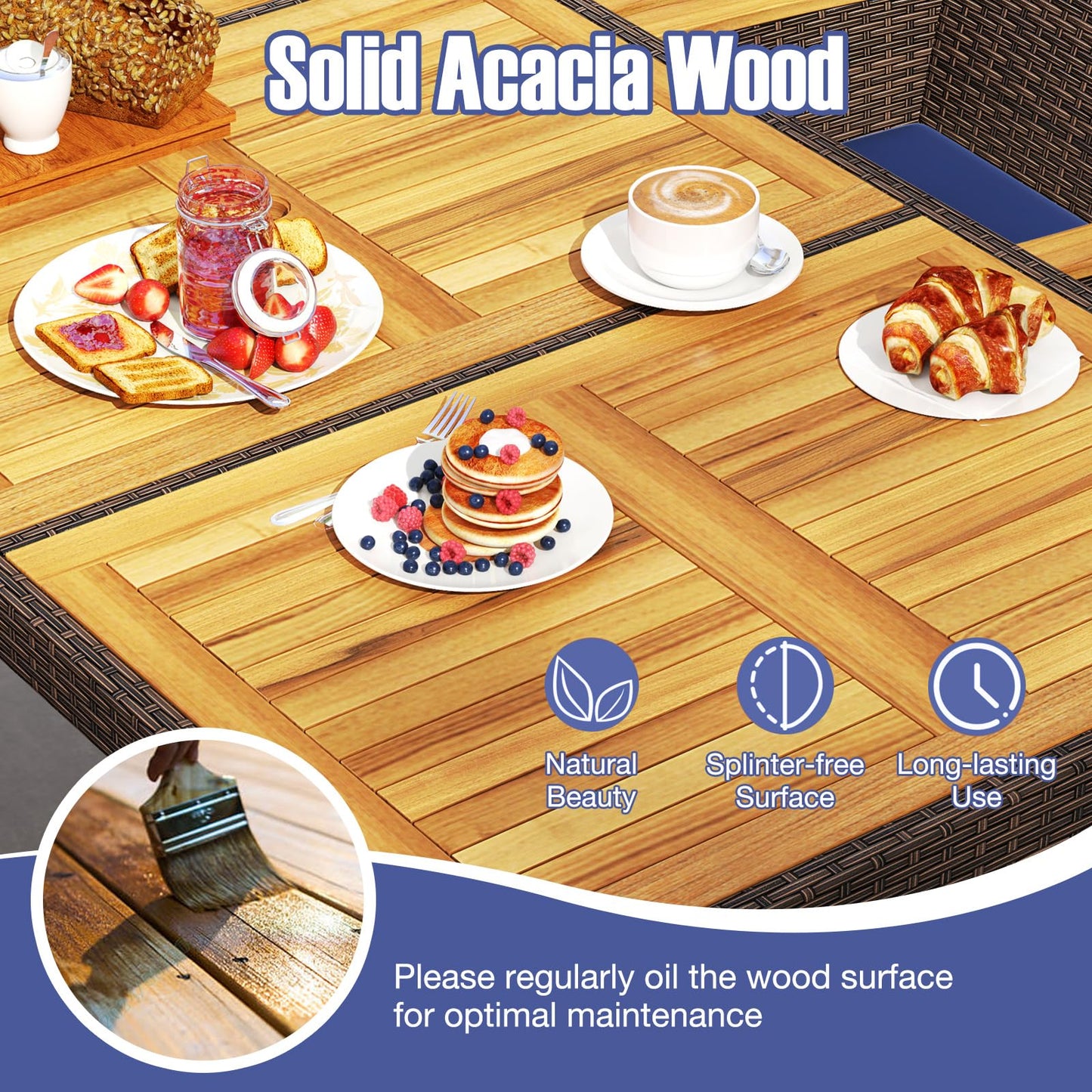 Tangkula 9 Pieces Patio PE Wicker Dining Set