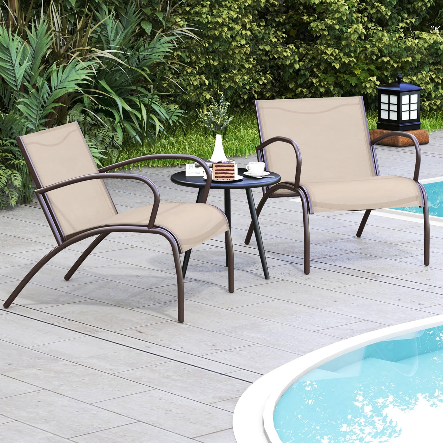 Tangkula 3 Pieces Patio Chair Set