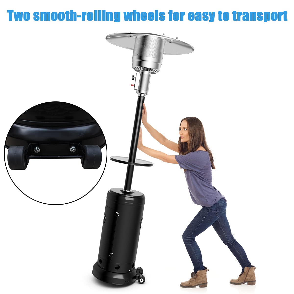 Tangkula 48000 BTU Outdoor Patio Heater with Wheels, Portable Porch Propane Heater
