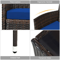 Tangkula 4-PCS or 8-PCS Patio Rattan Conversation Set, Outdoor Wicker Furniture Set with Tempered Glass Coffee Table &Thick Cushion