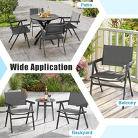 Tangkula Patio Chairs Set of 4 Outdoor Dining Chairs with Breathable Fabric Seat & Tilt Backrest