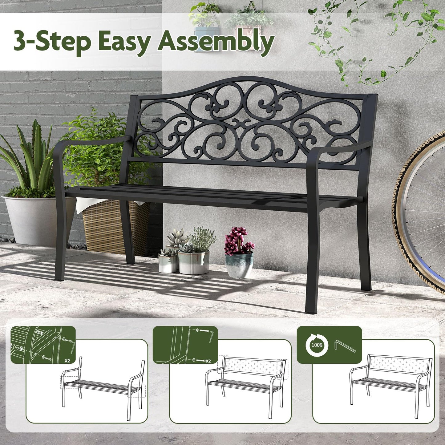 Tangkula 50 Inches Outdoor Garden Bench