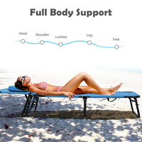 Folding Chaise Lounge Chair with Hole for Face, Outdoor 5-Position Adjustable Reclining Beach Sunbathing Chair