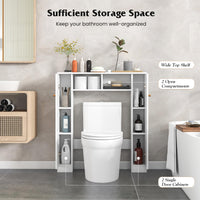 Tangkula Over The Toilet Storage Cabinet, Freestanding Above Toilet Organizer w/ 10-Level Adjustable Shelves & Crossbar