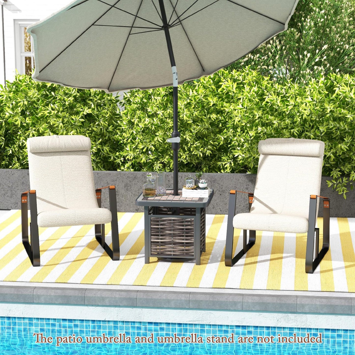 Tangkula 21.5 Inches Outdoor PE Rattan Side Table, All Weather Patio Square End Table with Resin Tabletop