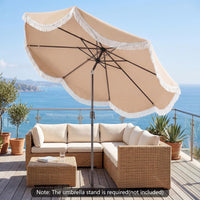 Tangkula 10 FT Scalloped Patio Umbrella with Fringe