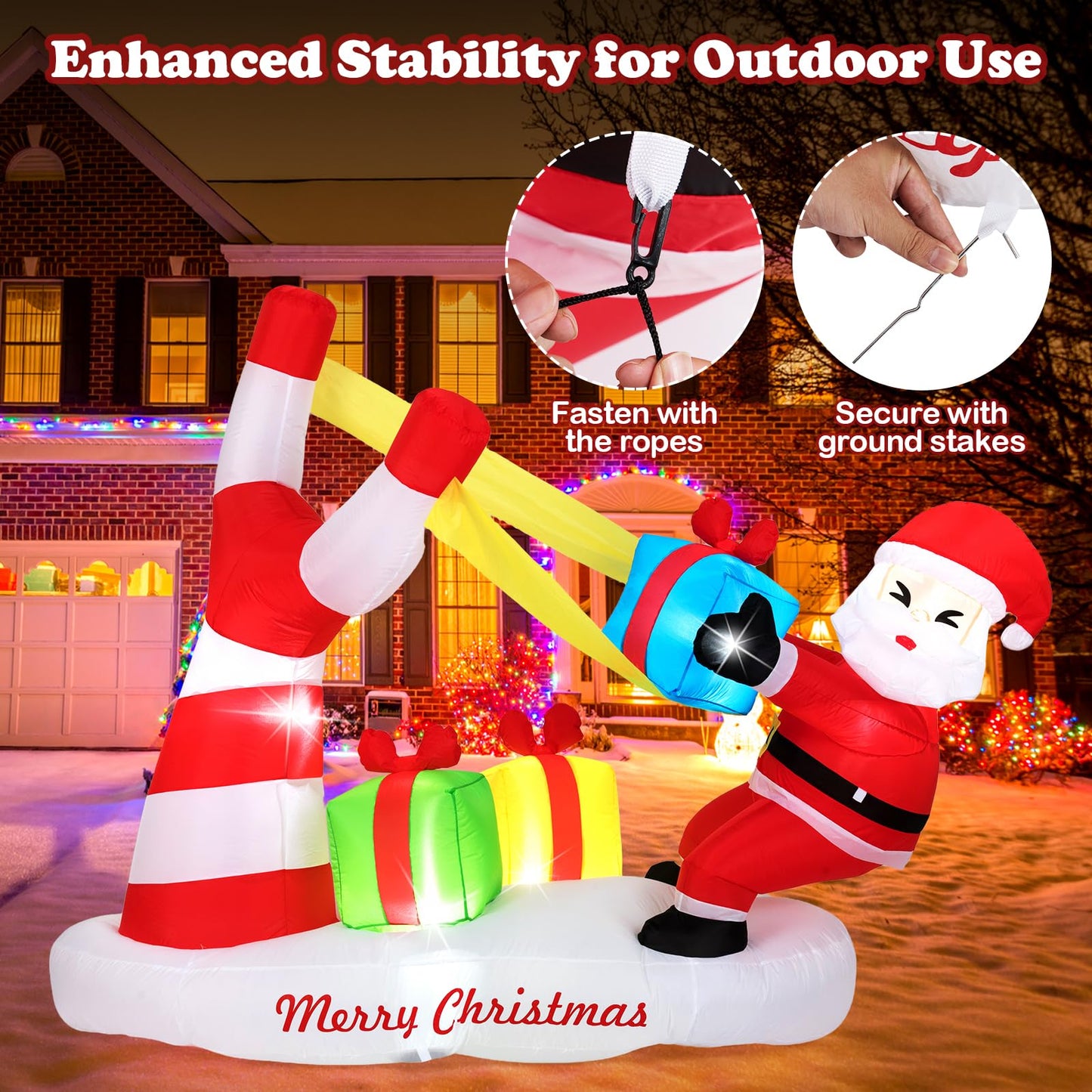 Tangkula 7 FT Christmas Inflatable Santa Outdoor Decoration