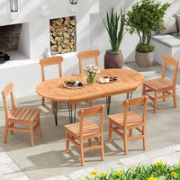 Tangkula Patio Teak Wood Chair Wooden Armless Dining Chair