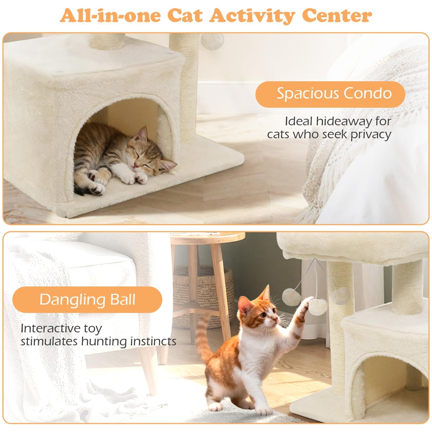 Tangkula Cat Tower with Sisal Scratching Posts for Small Spaces