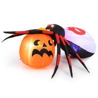 Tangkula 5 FT Halloween Inflatable Spider with Pumpkin, LED Lighted Halloween Decoration with Colorful Rotating Light