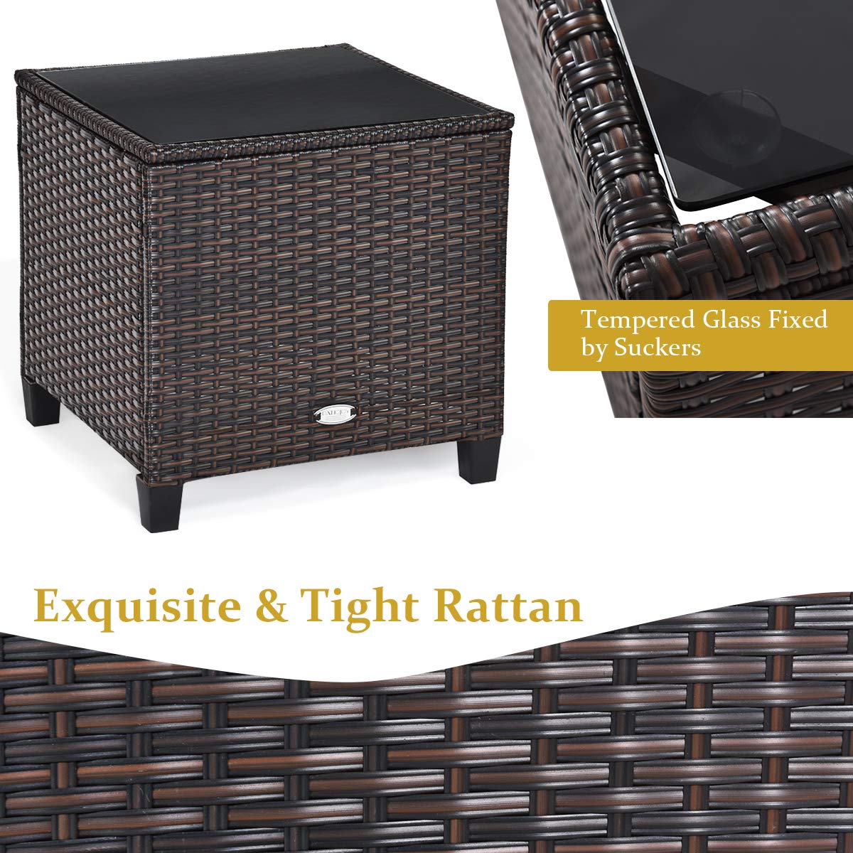 Ensemble de meubles de patio 7 pièces Tangkula avec table brasero au propane de 40 000 BTU (marron)