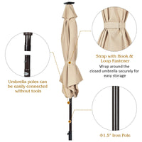 9FT Solar Powered LED Lighted Patio Umbrella, Table Market Umbrella with Tilt and Crank