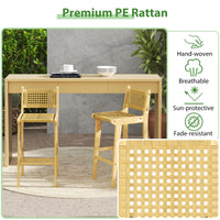 Tangkula Patio Teak Wood Bar Stools（1/2/4）