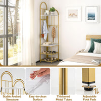 Tangkula 4-Tier Coat Rack Corner Hall Tree with Shoe Storage Bench