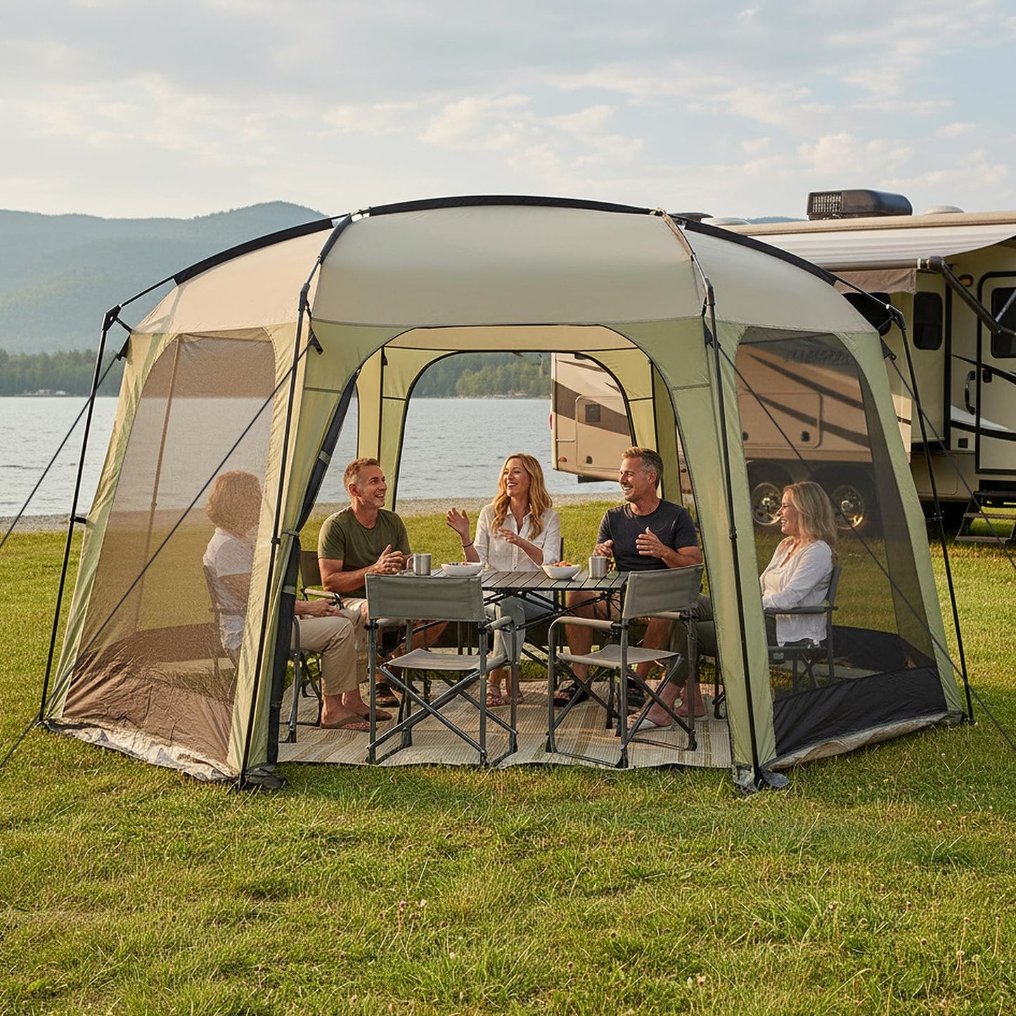 Tangkula 12.5' x 11.7' Screen House Tent for Garden and Outdoor Activities