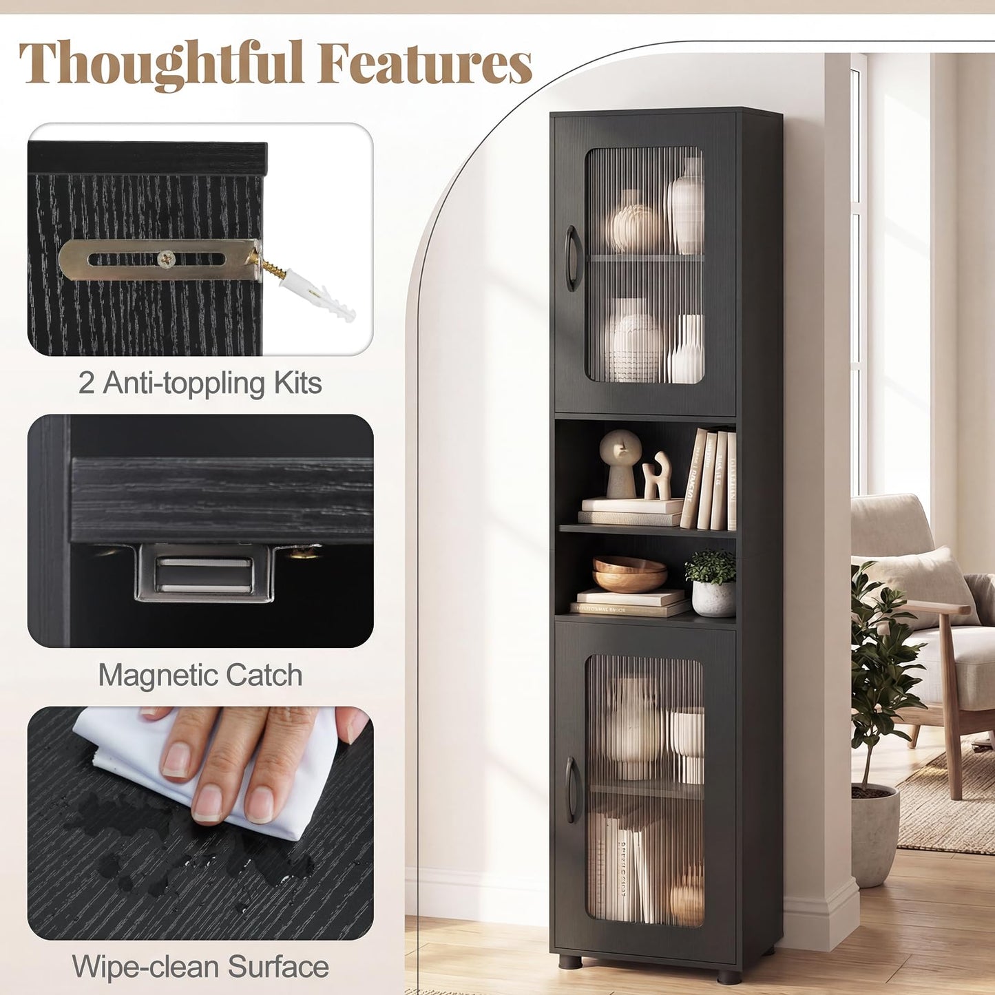 Tangkula 67” Tall Bathroom Cabinet, Slim Floor Storage Cabinet