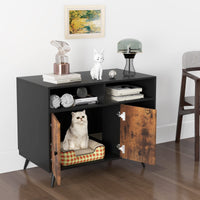 Tangkula Cat Litter Box Enclosure, Hidden Cat Washroom Furniture with Double Door Cabinet