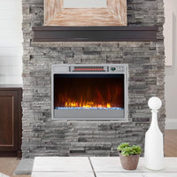 Tangkula 23-Inch Infrared Quartz Electric Fireplace Insert with Remote Control, 1500W Recessed Fireplace Heater with Thermostat