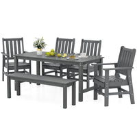 Tangkula 6 Pcs Patio Dining Bench Set for Garden