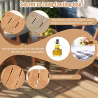 Tangkula Patio Teak Wood Side Table, Outdoor End Table with Slatted Tabletop