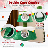 Tangkula Arbre à chat de Noël pour chats d'intérieur, mignonne tour à chat de vacances avec 2 niches