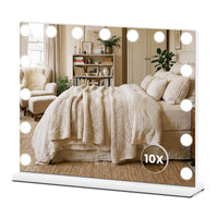 Miroir de maquillage éclairé Tangkula 18" x 23" avec grossissement 10x et 3 modes d'éclairage à intensité variable