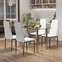 Tangkula 5 PCS Dining Table Set Modern Tempered Glass Top