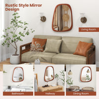 Miroir asymétrique abstrait de forme irrégulière Tangkula, miroir mural irrégulier de 67,3 cm x 53,3 cm avec cadre rustique