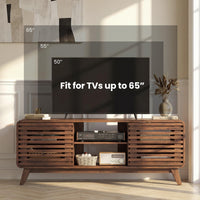 Tangkula Walnut TV Stand for 65” TVs for Living Room