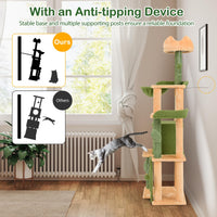 Tangkula Cactus Cat Tree, 63 Inch Multi-Level Tall Cat Tower with Sisal Scratching Posts & Board