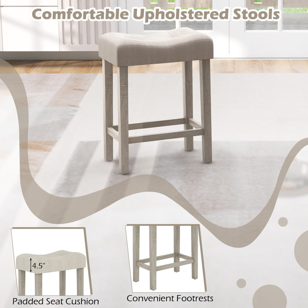 Tangkula 4 Piece Bar Table with Stools for Living Room