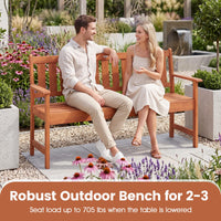 Tangkula 59" Wood Outdoor Bench with Pull