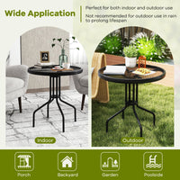 Tangkula Patio Round Glass Dining Table with 1.57" Umbrella Hole