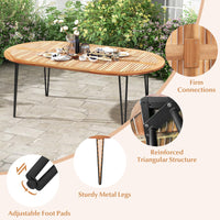 Table de salle à manger Tangkula 79 pouces pour patio, table à manger intérieure et extérieure avec trou pour parasol, plateau en bois d'acacia