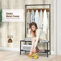 Tangkula 3 In 1 Entryway Hall Tree with Coat Rack & Shoe Storage