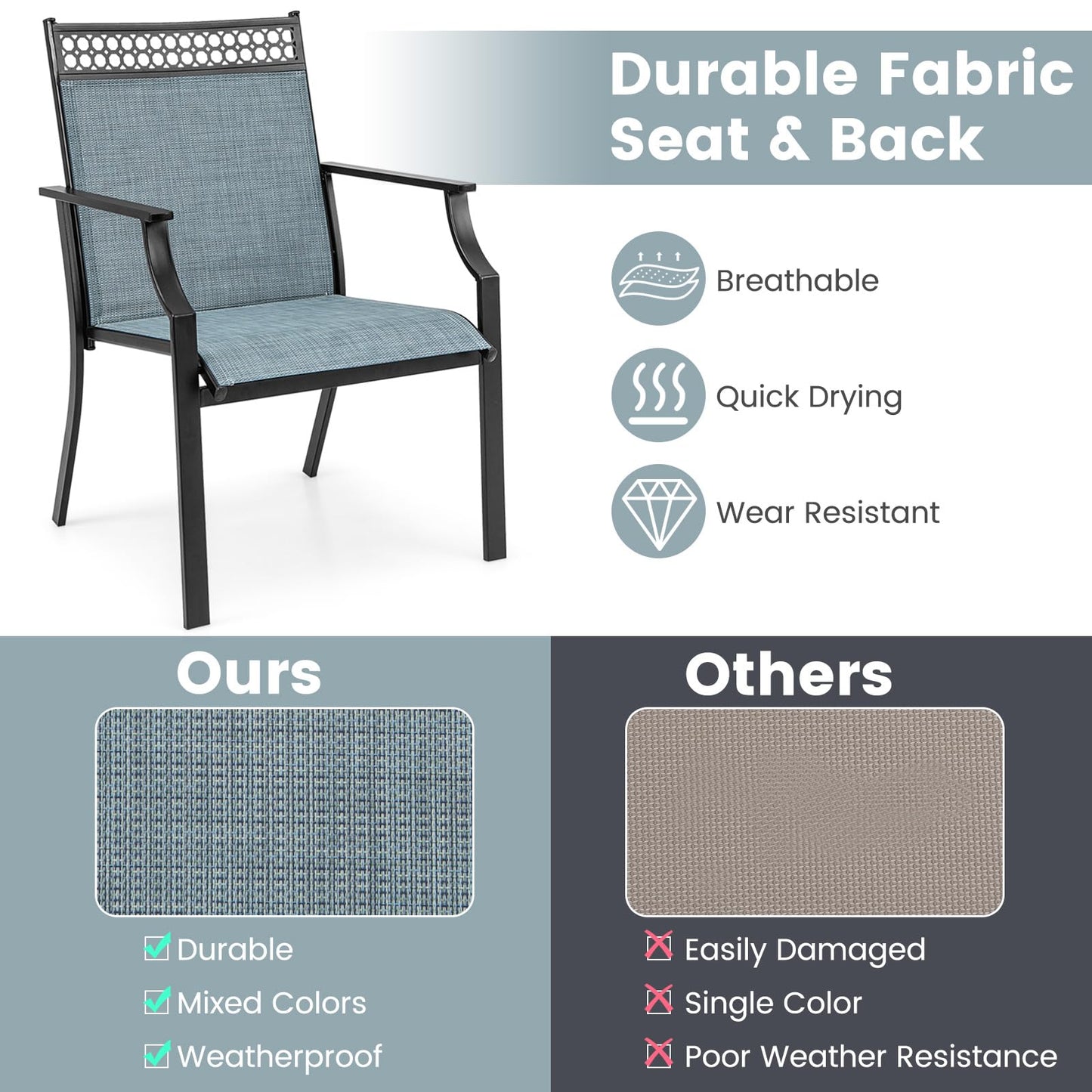 Tangkula 9 Pieces Patio Dining Set for 8 Quick-Drying Fabric Acacia Wood & Metal Frame
